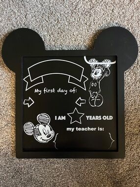 Disney Store Mickey Mouse First Day of School Chalkboard Picture Sign